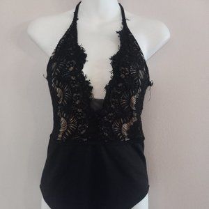 Black and Tan Bodysuit. Medium